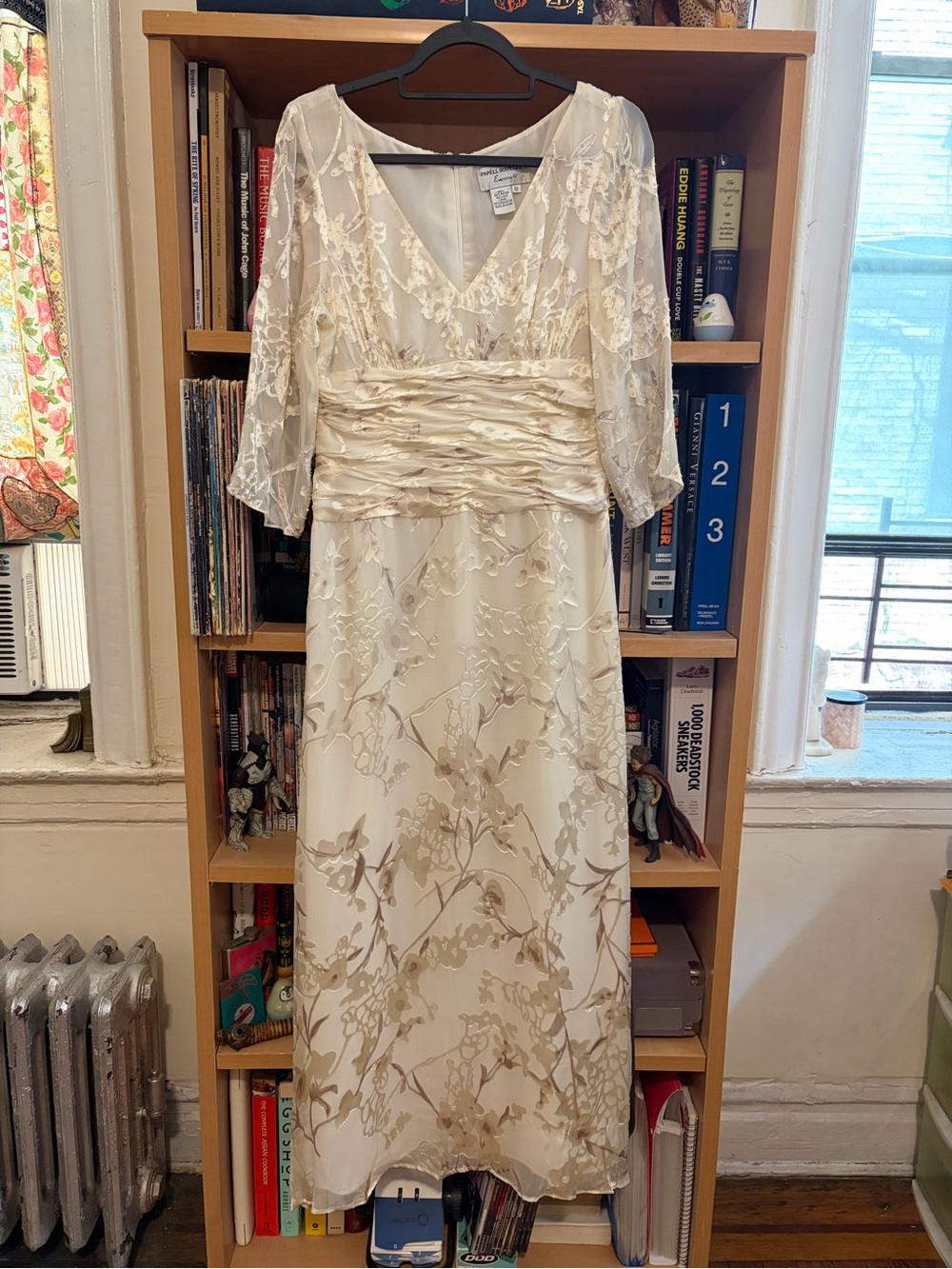 Y2K Papell Boutique Ivory Floral Burnout Gown